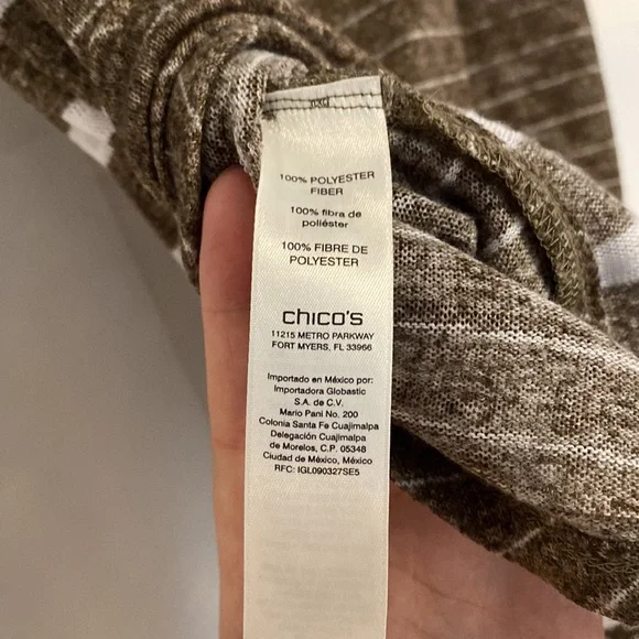 Chico’s striped, cap-sleeve t-shirt. Size 2 (10/L). - Picture 7 of 8